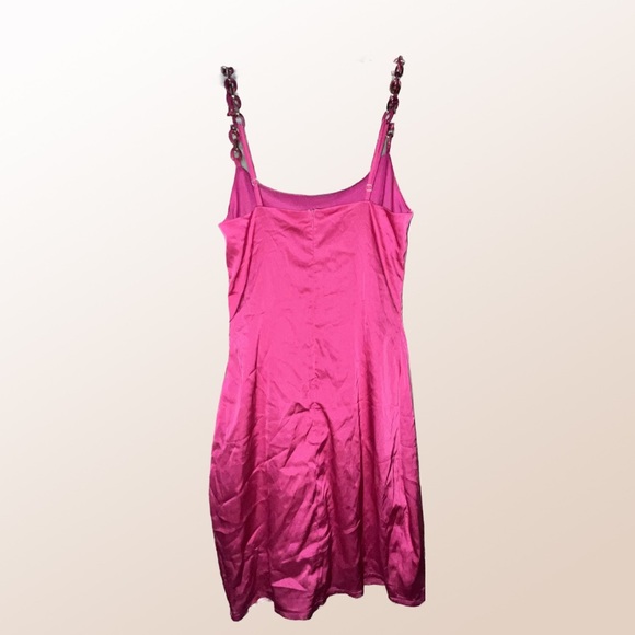 NWT MISSGUIDED Hot Pink Satin Mini Dress - Picture 2 of 8